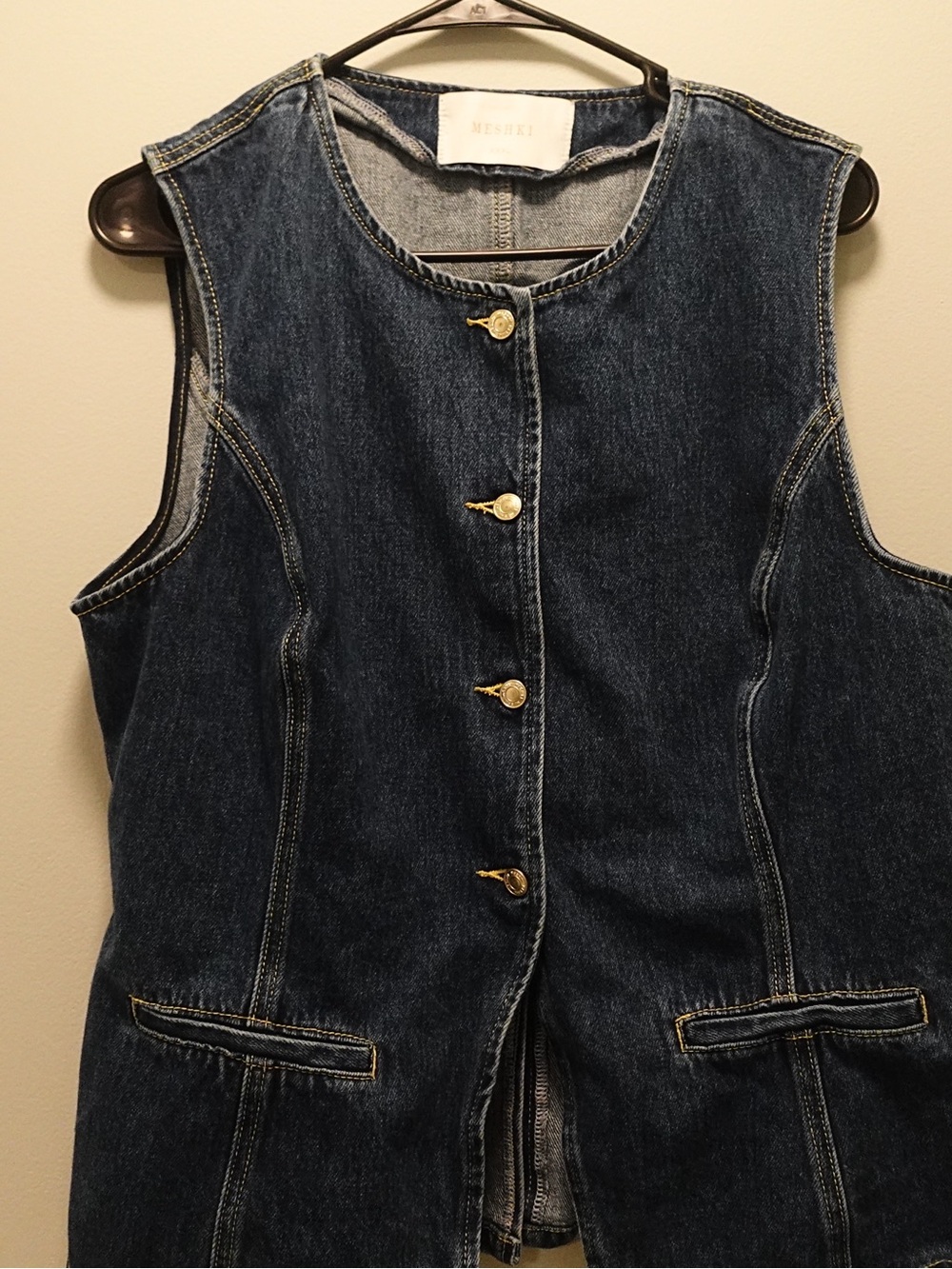 Meshki Abel Denim Button Up Top Dark Blue 3XL